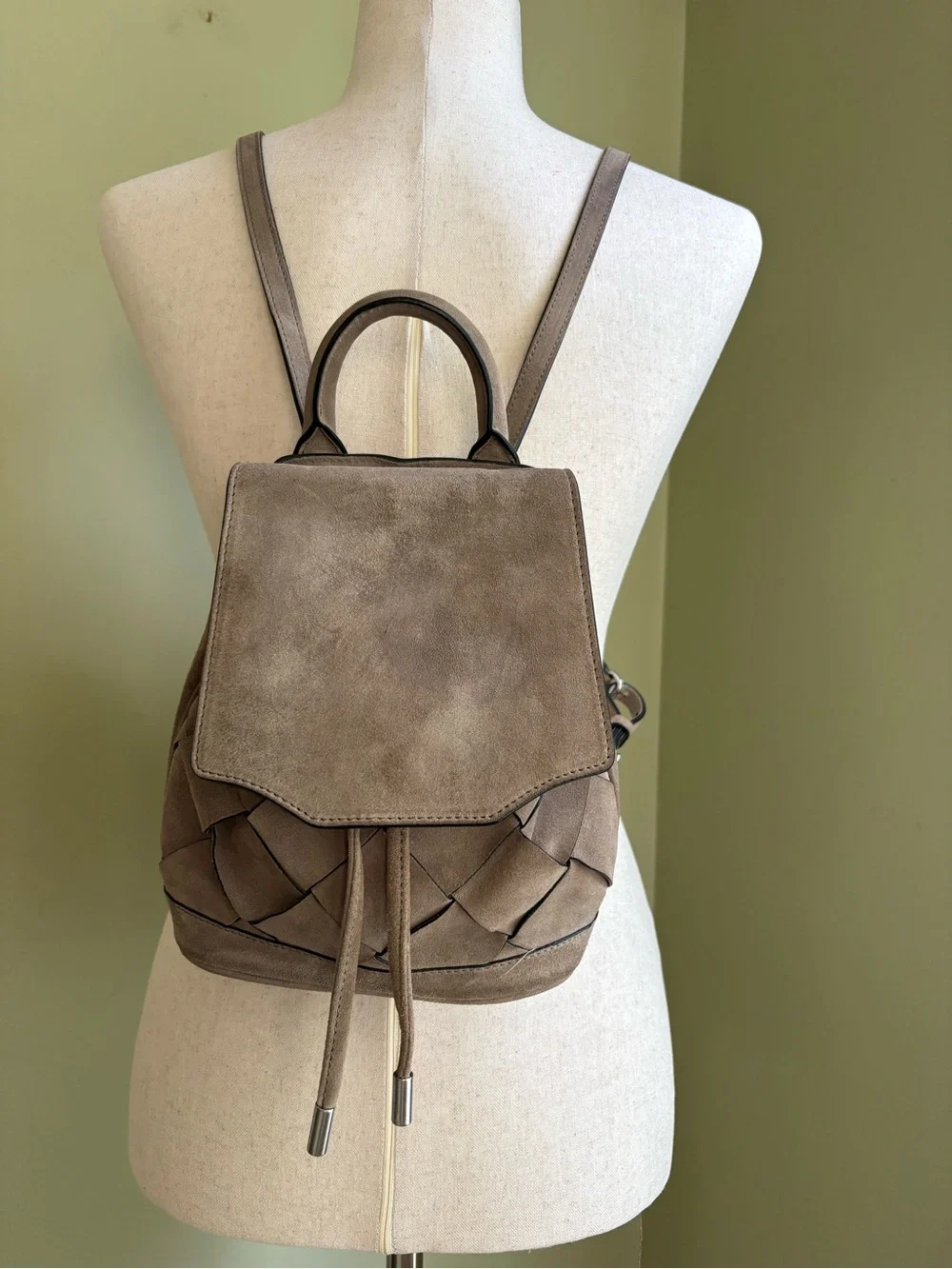 Rag and Bone Pilot Mini Backpack Taupe woven suede. Decent shape